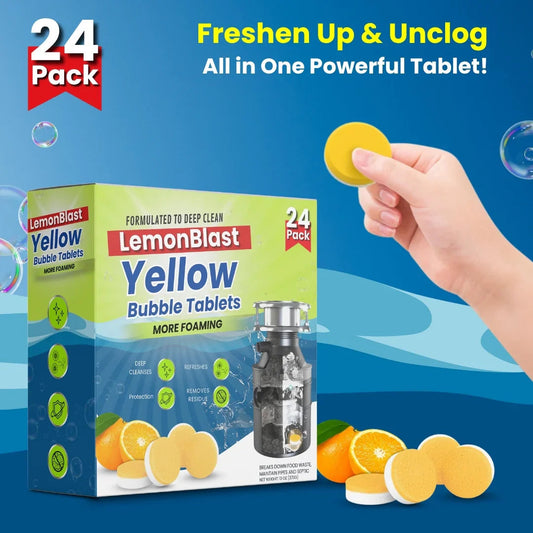 LemonBlast Yellow Bubble Tablets – Odor Eliminator + Blockage Remover (BUY 1 GET 1 FREE)